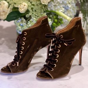 Jimmy Choo brown velvet lace up bootie IT 37.5 / US 37.5
